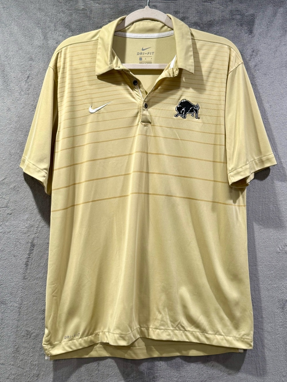 Nike Colorado Buffaloes Dri-Fit Polo Shirt Men's L Vegas Gold Swoosh Logo